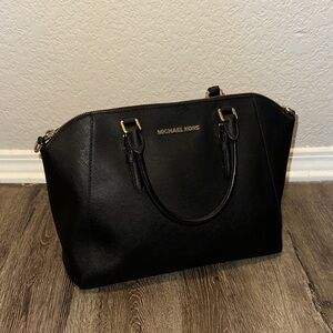 Michael Kors Black Satchel Bag with Gold Accents